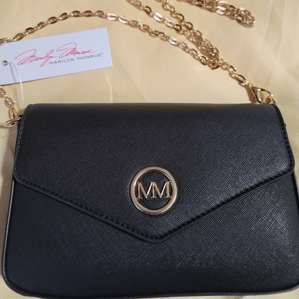 Marilyn Monroe black Cross body with gold detachable chain